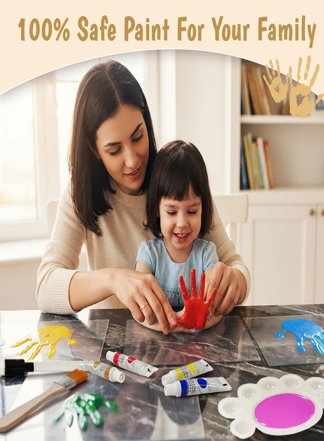 أور ورم مجموعة OurWarm العائلية لبصمات الأيدي مع إضاءة، إطار خشبي تذكاري لبصمات الأيدي مع ملصق وطلاء آمن للأطفال غير سام، هدايا تذكارية للمواليد الجدد، عيد الأم، الآباء الجدد، يوم التبني - Image 4